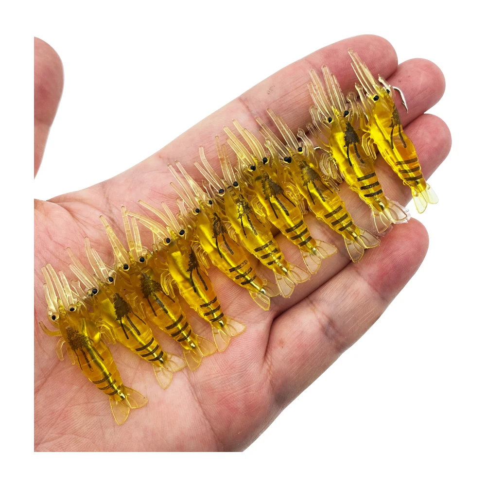 Señuelo luminoso de Camarón, cebo de 4cm, 10 piezas, enganchado, señuelo de camarón suave, cebo de lubina - imagen 5