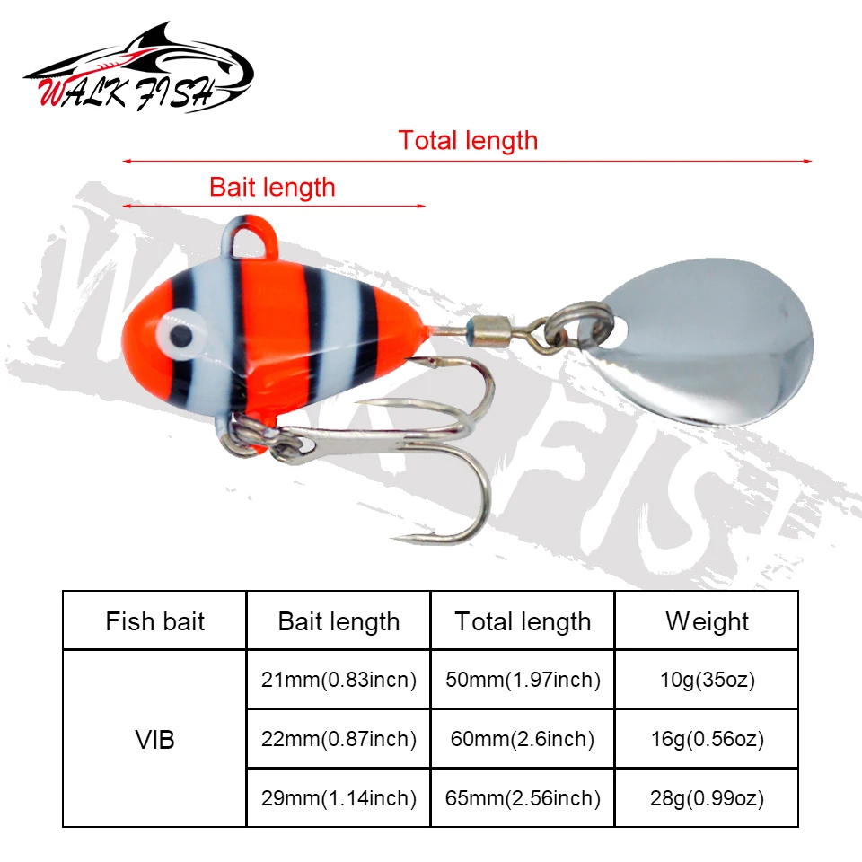 WALK FISH 1 Uds 10g 16g 28g Vib Metal Spinner cola-spinner Swimbait Señuelos de Pesca Spinnerbait cebo Artificial aparejos de pesca de carpa - imagen 5
