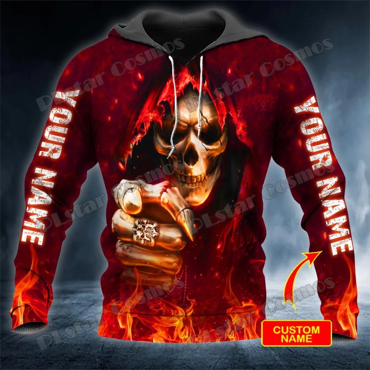 Grim Reaper apuntando a ti en la oscuridad calavera de la muerte personalizado 3D impreso sudaderas con capucha de los hombres otoño Unisex Casual Sudadera con capucha QDY74