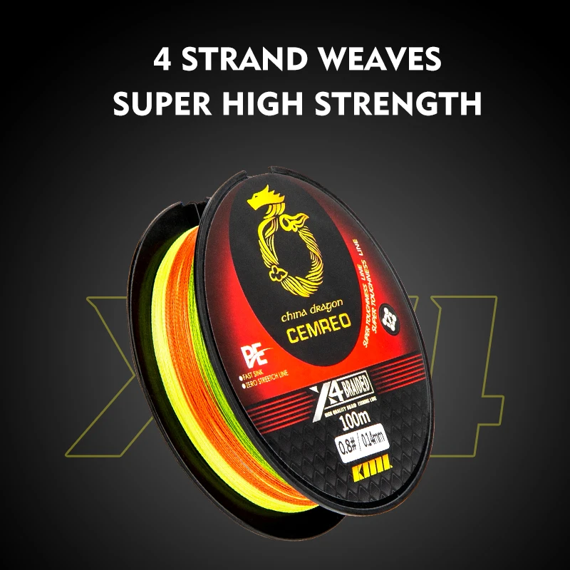 CEMREO-sedal de pesca PE de 4 hebras, hilo trenzado superfuerte multifilamento para carpa, 100m, accesorios de pesca - imagen 5