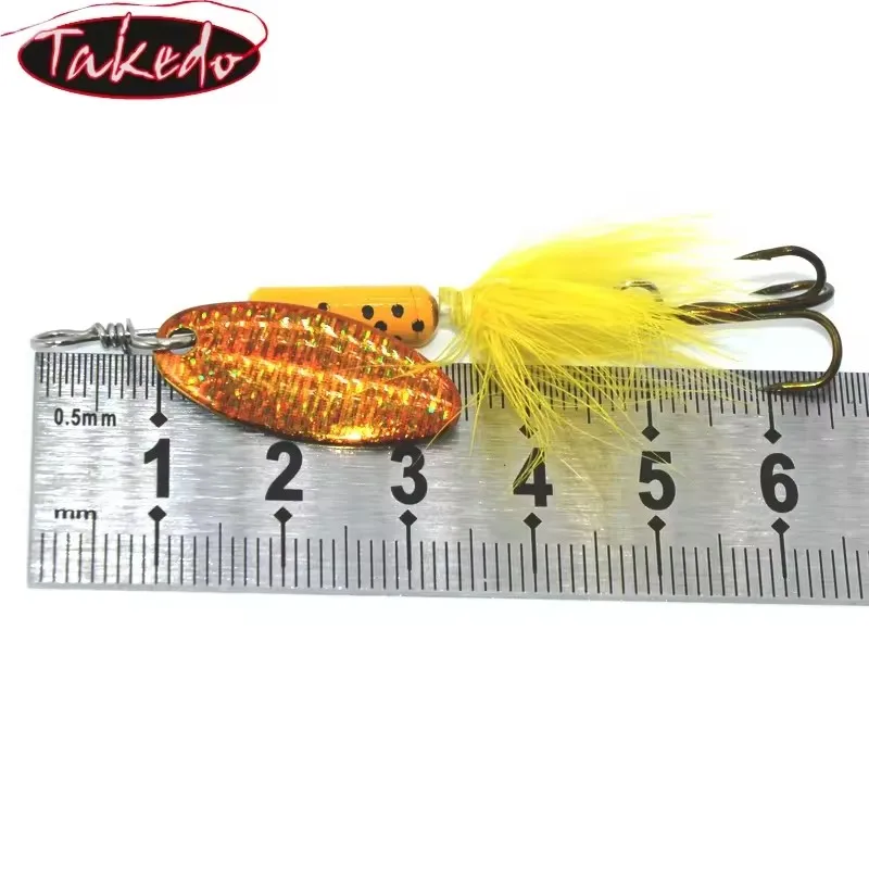 TAKEDO 4 Uds 65MM 4G cuchara de Metal compuesta Spinner cebo giratorio lentejuelas cebos artificiales Señuelos de Pesca para carpa lubina HG17 - imagen 4