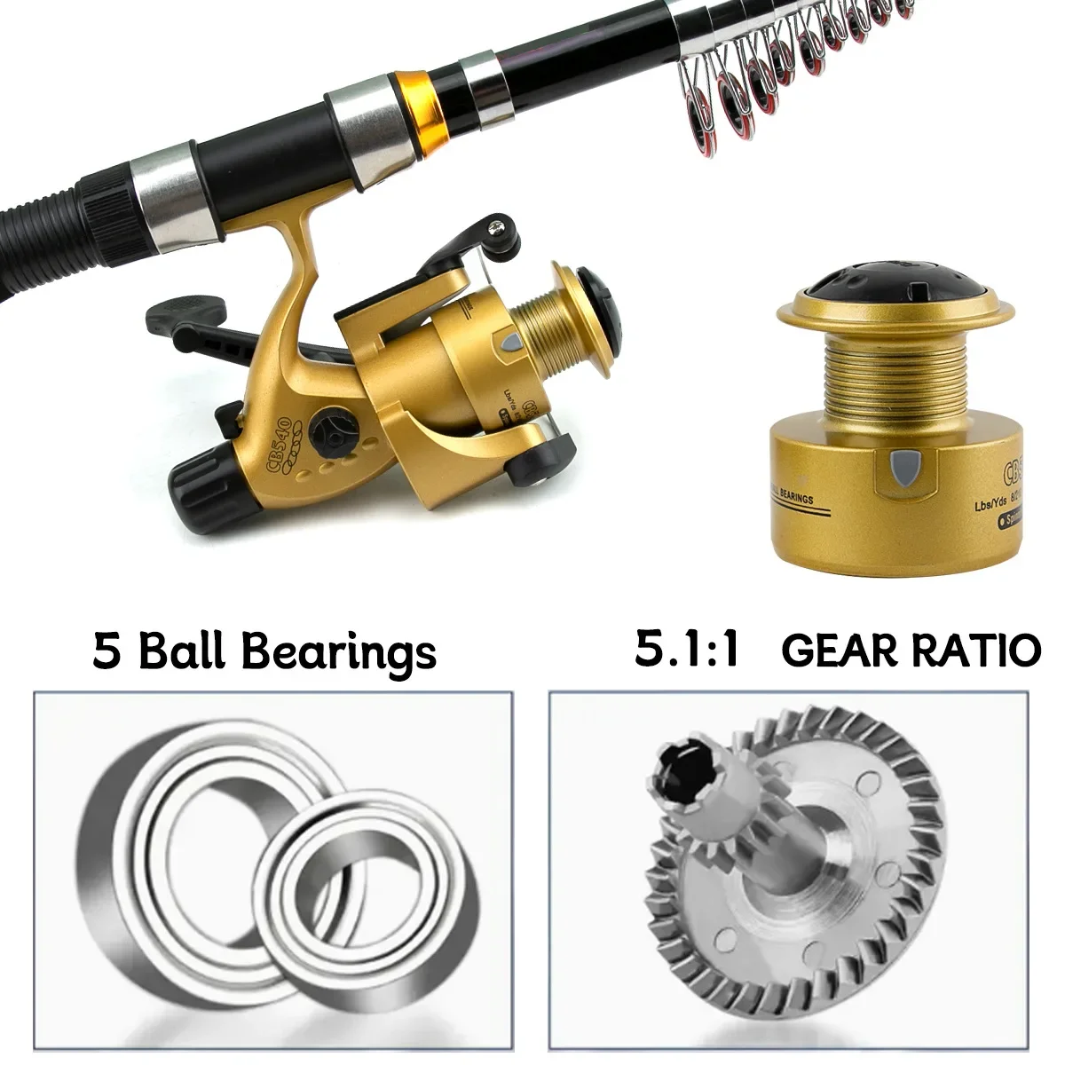 Caña De pescar portátil De 1,8 m y 2,1 m, juego completo De anzuelos De Pesca en el mar, Accesorios De carrete combinado - imagen 4