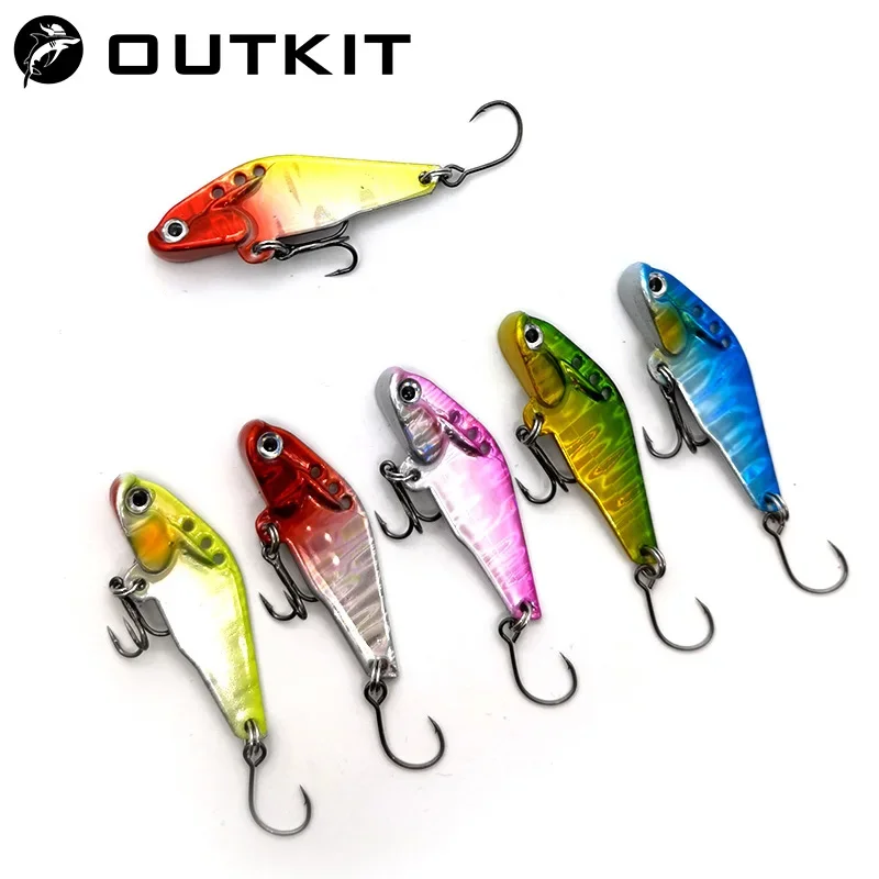 OUTKIT-señuelo de pesca VIB de Metal láser, 6 colores, aparejos de pesca, Crankbait, cuchara vibratoria, Spinner, cebo que se hunde, novedad de 2022