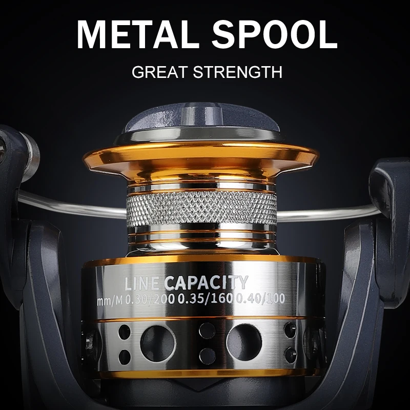 Carrete giratorio BILLINGS, carrete de pesca de agua dulce y salada, carrete de Metal de arrastre máximo de 12KG, relación de engranaje 5,2: 1, balancín plegable intercambiable - imagen 3