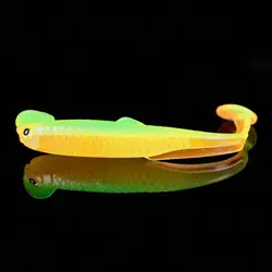 Pez artificial 3D cola en T flexible brillante para anzuelos Texas