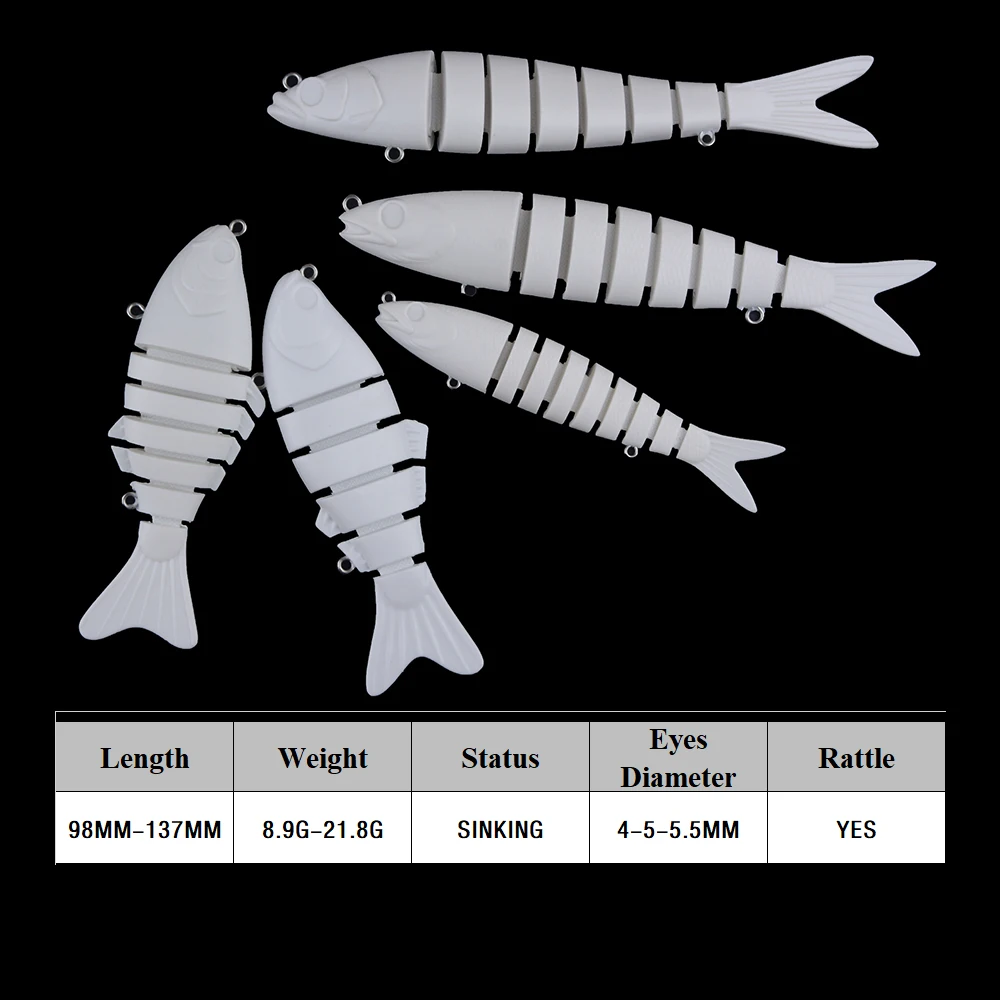 Chan'sHuang, 10 Uds., cebo en blanco sin pintar, Swimbait multiarticulado, sonajero que se hunde, aparejos de pesca hechos a mano DIY - imagen 2