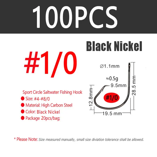 100pcs Size1I0 Black