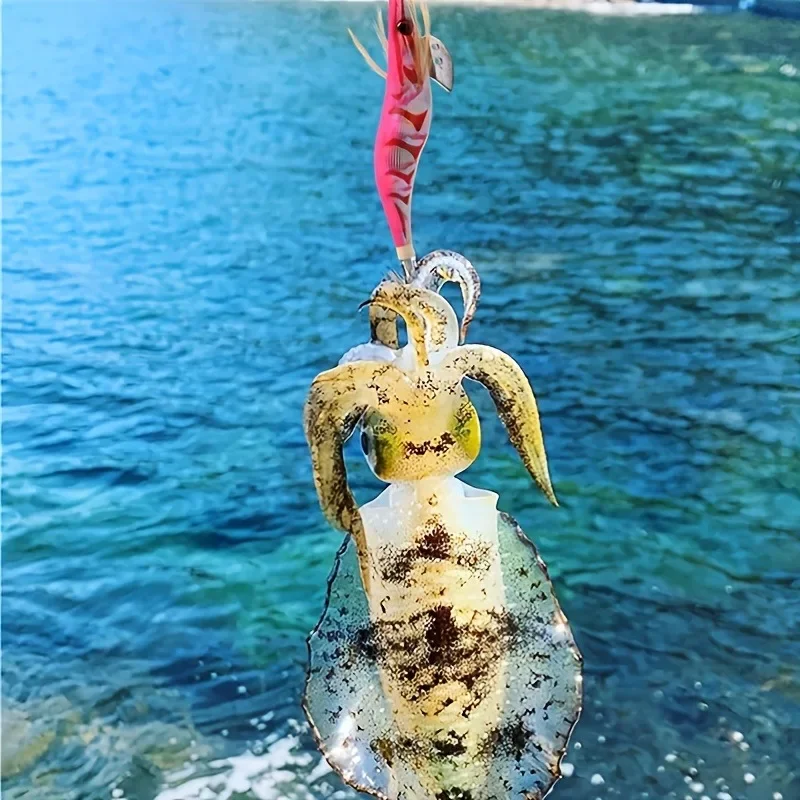 10 Uds. Cebo de pesca de calamar, anzuelo de gamba, ojos 3D, pulpo luminoso, plantilla de plomo, señuelos, sepia 3,5 #   19,5g - imagen 5