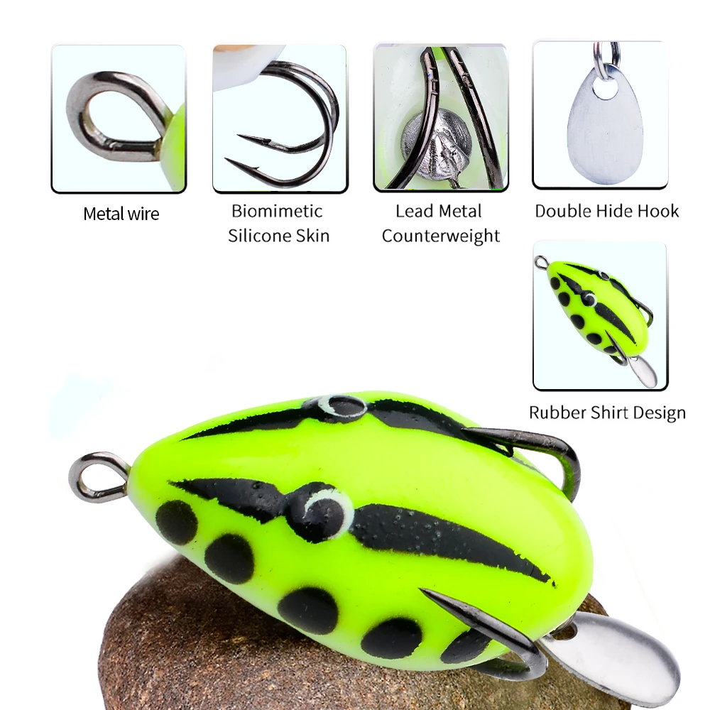 Cebo Thunderfrog de simulación, 5 uds., 40mm/5g, cebo Thunderfrog, pez negro, cebo falso suave, cigarra flotante de largo alcance, Rana Pupa - imagen 5