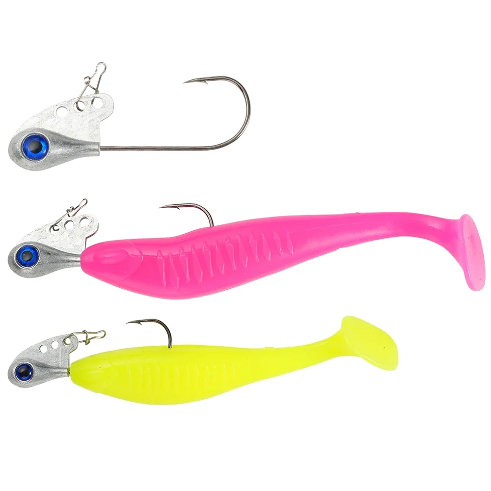 1-10 Uds anzuelo con cabeza de anzuelo 4g 5,5g 7,5g 11g vástago con púas VIB pesca cola en T Kit de señuelo suave ojo de pez grande aparejos giratorios anzuelo giratorio - imagen 3