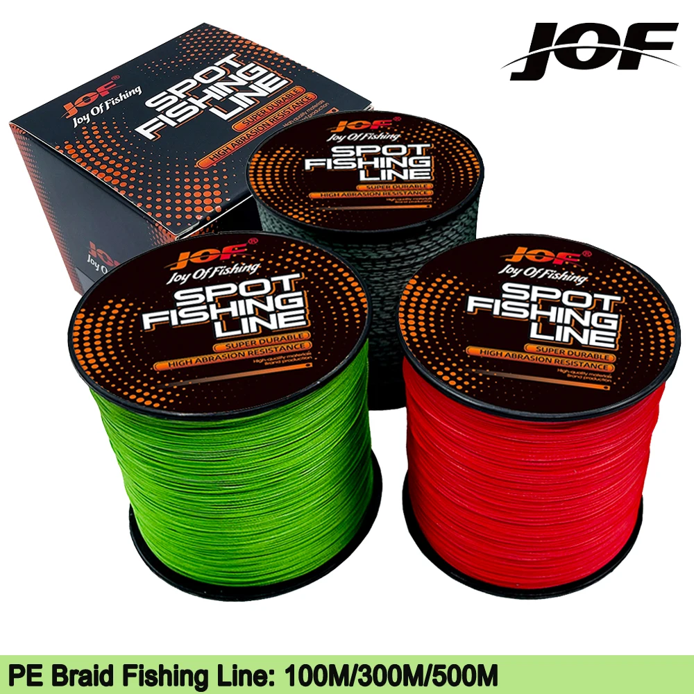 JOF-sedal de pesca trenzado de 8 hebras, hilo de pesca de PE, multifilamento suave, tela de importación japonesa, 100/300/500M, 0,8-8,0 #