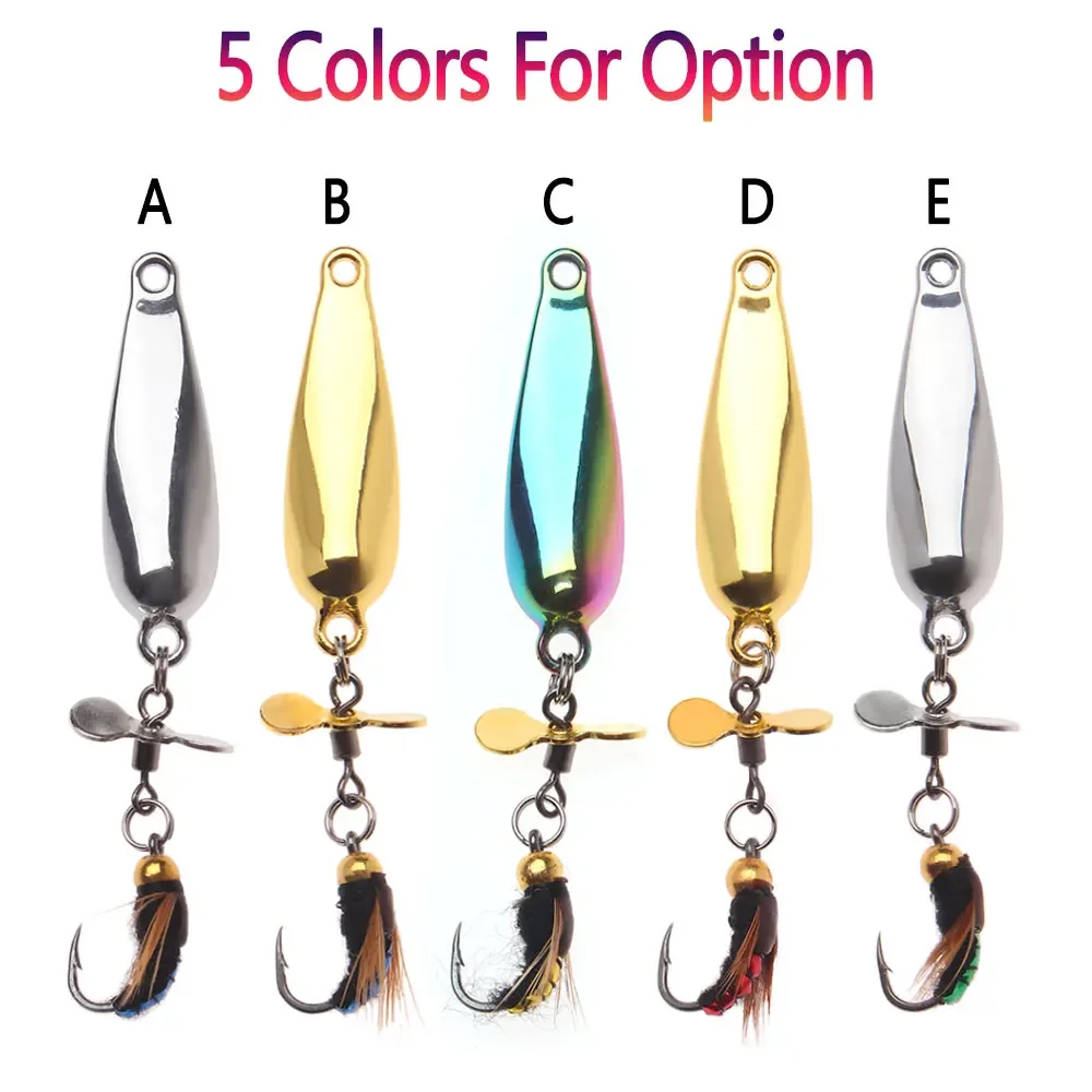 Bimoo 2/3 Uds señuelo de Metal cuchara Spinner hélice lentejuelas insecto cebo insecto gusano moscas señuelo pesca conjunto trucha lubina Señuelos de pesca - imagen 3
