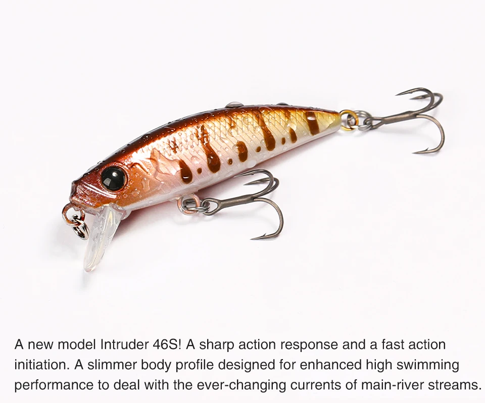 Experimente el mejor señuelo de pesca con el Intruder® 46Si diseñado para una acción de alto rendimiento en las corrientes fluviales en constante cambio
