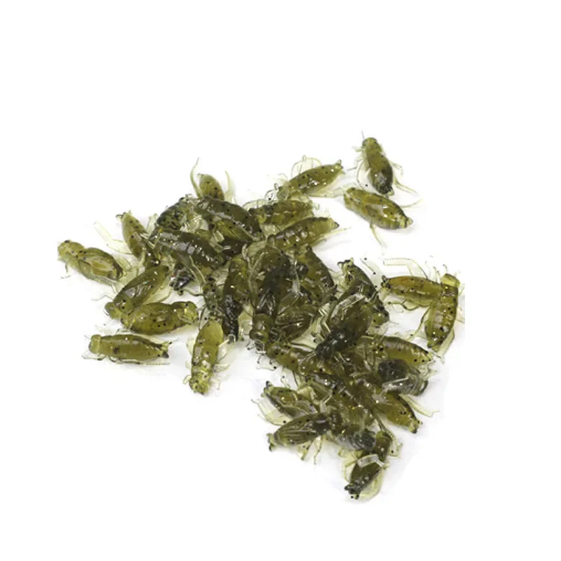 Venta al por mayor, 10 unids/lote, saltamontes, insectos suaves, flotantes, señuelos de pesca de Cricket artificiales, Wobblers oceánicos, aparejos de pesca, cebo de pesca - imagen 5