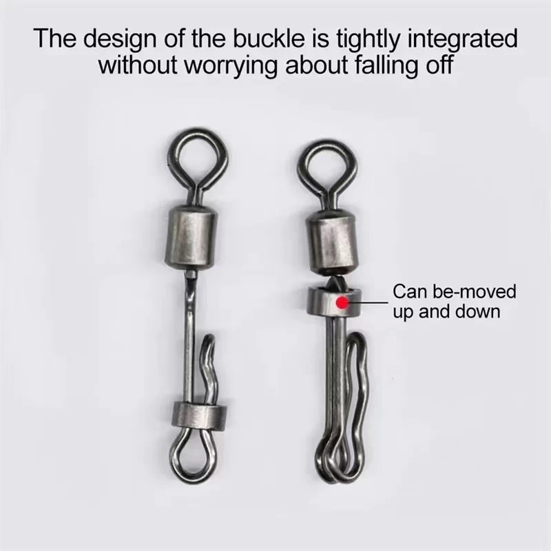 Accesorios de Pesca de carpa, 200 Uds., giratorio con cerradura, gancho de presión, conector rápido, anillo sólido, suministros de Pesca, aparejos de Pesca - imagen 4