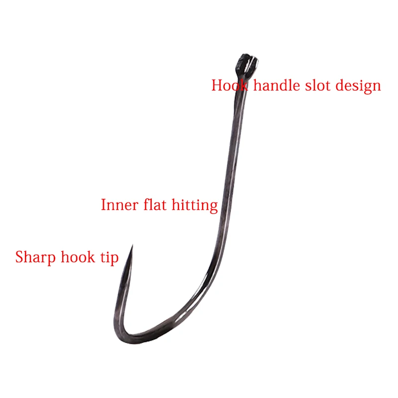 MARUTO-anzuelo de pesca sin púas, gancho de aguja SP con manga negra, ranura de mango de aguja, gancho de carpa de cruciano plano ranurado Original japonés - imagen 3