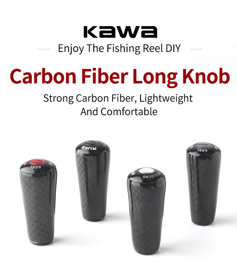 Perilla de carrete de pesca Kawa en fibra de carbono vista lateral