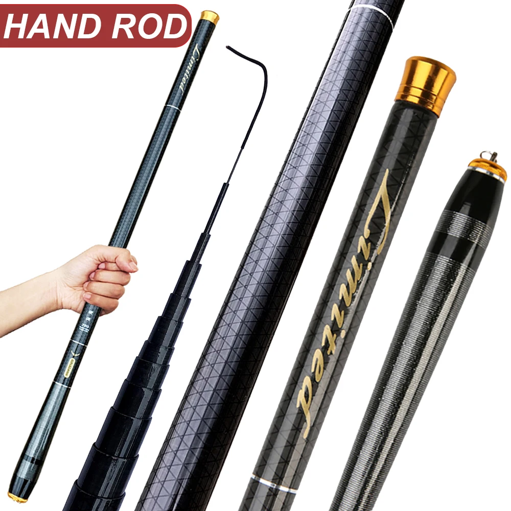 Cañas de pescar telescópicas de 3,6 M, 4,5 M, 5,4 M, 6,3 M, 7,2 M, caña de mano superdura de fibra de carbono, pesca profesional de corriente de carpa de agua dulce - imagen 3