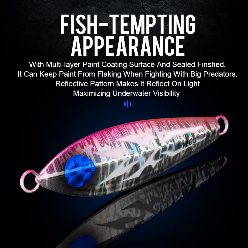 TEASER-J17 Jack Eye Plantilla de metal de hundimiento lento de agua salada, señuelo de cuchara de pesca de mar, Jerkbait de curricán, 80g, 100g, 120g, 150g, 200g - imagen 5