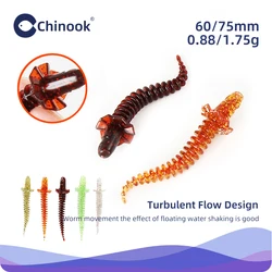 Chinook cebo suave señuelo pesca swimbait 60mm 75mm suave flotante gusano cebo cola recta gusano finesse gusano