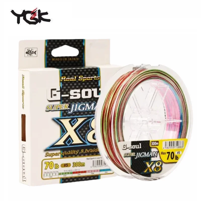 Japón Original 200M 300M YGKpe G-SOUL X8 JIGMAN 8 hilo de pescar multicolor trenzado línea de PE de alta resistencia para pesca de carpa lubina
