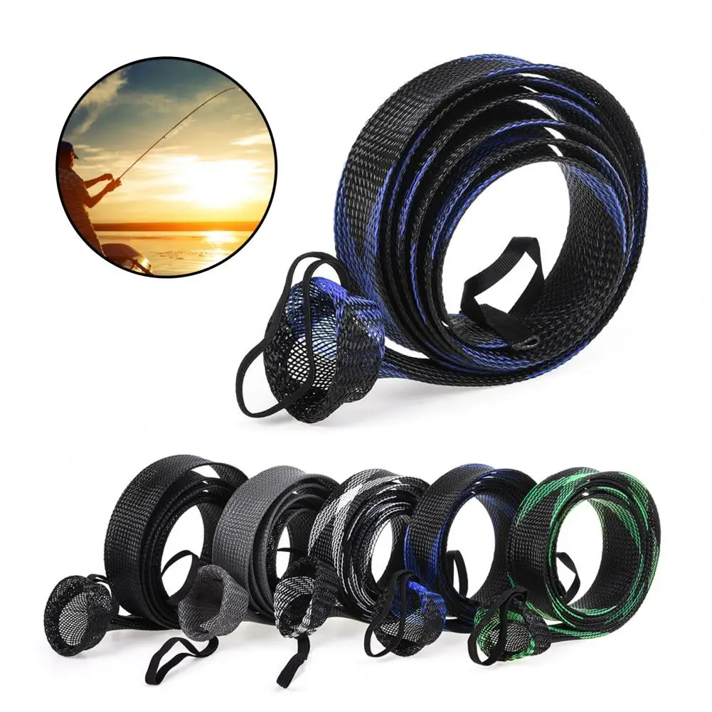 Calcetines para caña de pescar de 190cm, Protector de caña de pescar de malla trenzada, funda para caña de pescar, cubiertas ultraligeras, guantes para caña de pescar de fundición de cebo - imagen 4