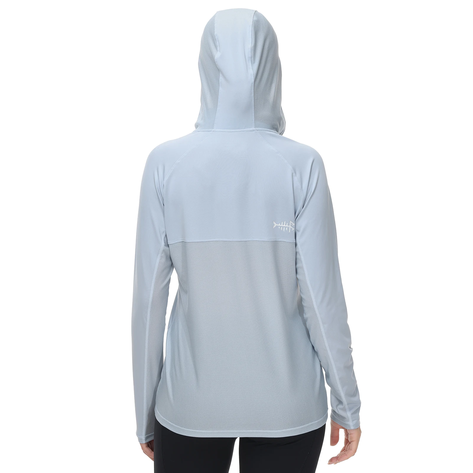 Bassdash-Sudadera con capucha UPF 50 + Performance para mujer, camiseta de manga larga con media cremallera, protección UV, camisa de pesca y senderismo