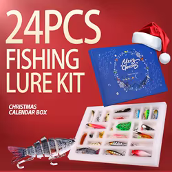 Weihe 24 Uds caja de regalo de Navidad E juego de señuelos multisección Minnow VIB brillo Kit de cebo de pesca para vacaciones deportes acuáticos