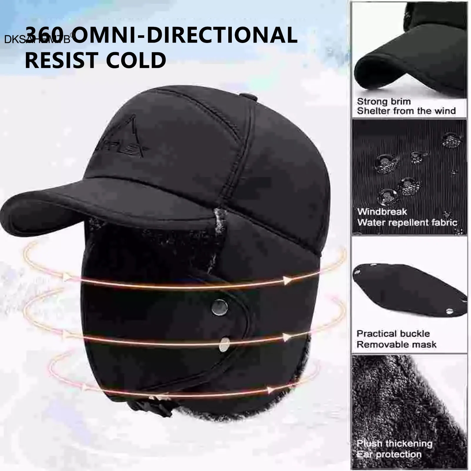Gorro cálido para deportes al aire libre de invierno, máscara de ciclismo de terciopelo a prueba de viento para hombres y mujeres, gorro de algodón cálido para asistencia diaria engrosado - imagen 5