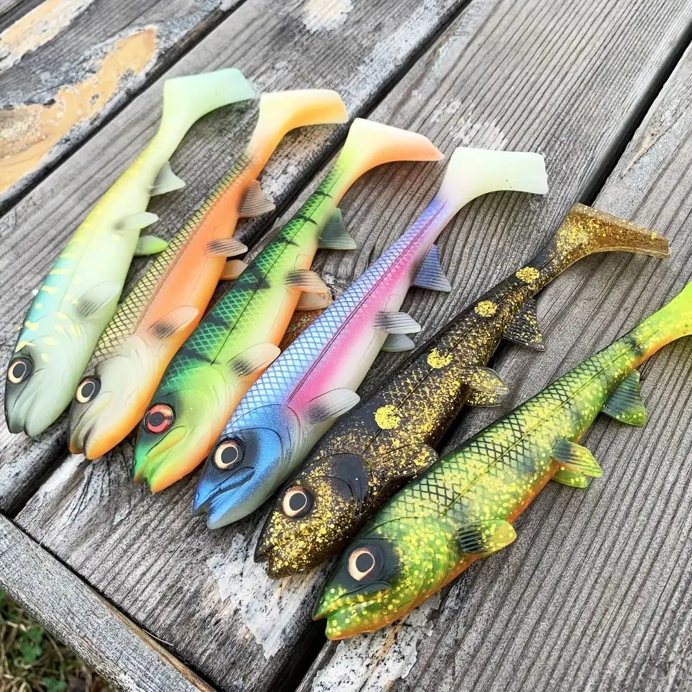 Señuelos blandos de pesca de silicona vívida, 5 colores, 14cm, 18cm, plantilla de pesca, señuelos artificiales suaves para pesca - imagen 3