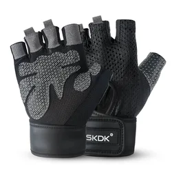 Guantes medio dedo entrenamiento con protección de muñeca absorbente