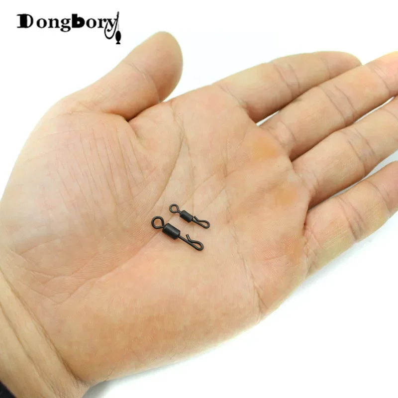 30 Uds. Clip Kwik de latón negro mate de cuerpo largo giratorio en forma de Q de cambio rápido para accesorio de aparejos terminales de pesca de carpa tamaño Reino Unido 8 11 - imagen 4