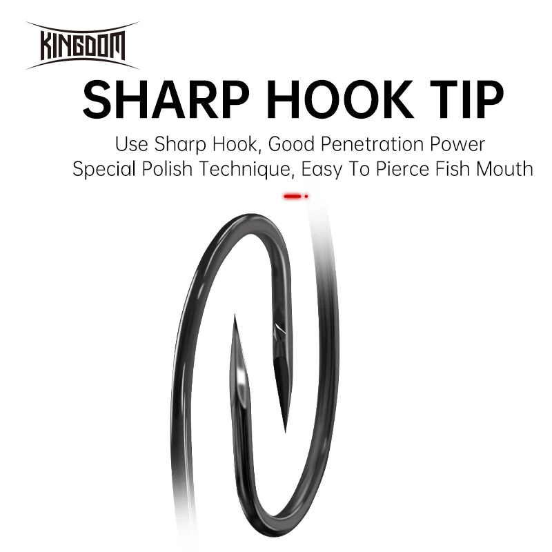 Kingdom 16 Uds. Anzuelos de pesca de acero rico en carbono, anzuelos anchos súper cerradados, anzuelo de señuelo de gusano suave afilado, accesorios de aparejos de pesca - imagen 4