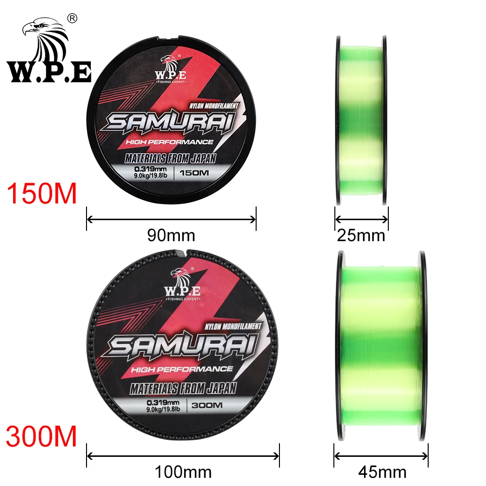 W.P.E SAMURAI 300m Nylon Monofilament Fishing Line 0.267mm-0.342mm Bass Carp Fishing Tackle Main Line Sinking Line 14.1-21.8lb - imagen 3