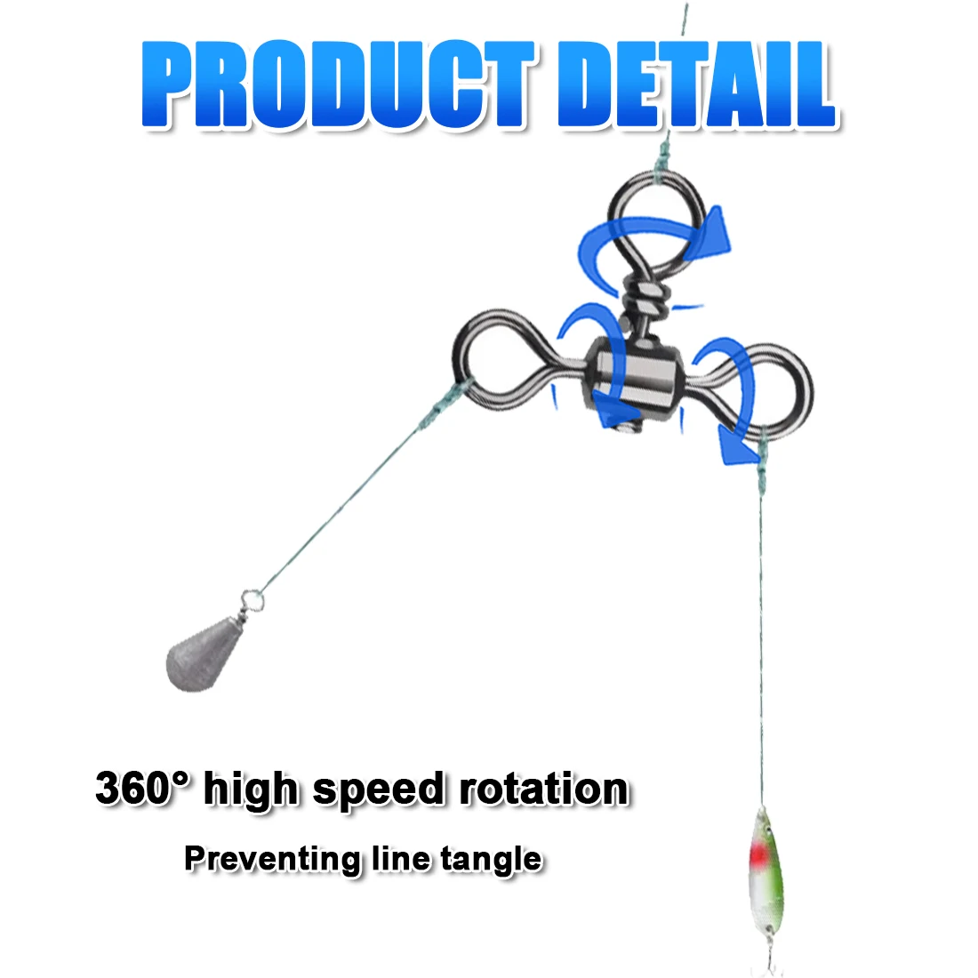 FishTrip-barril de pesca giratorio de 3 vías, conector de sedal de pesca giratorio de latón inoxidable, aparejos de Jigging, pesca de Surf - imagen 3