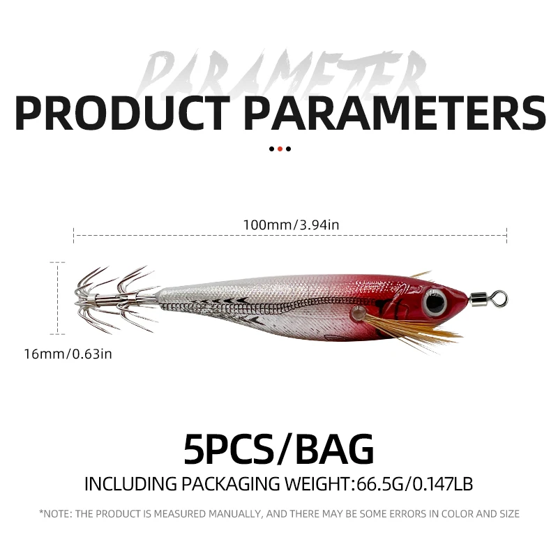 Aparejos de pesca de camarones con borde redondo Horizontal que brillan en la oscuridad, 5 uds., 6 colores, simula un anzuelo de calamar, cebo de pesca con cuentas de sonido - imagen 5