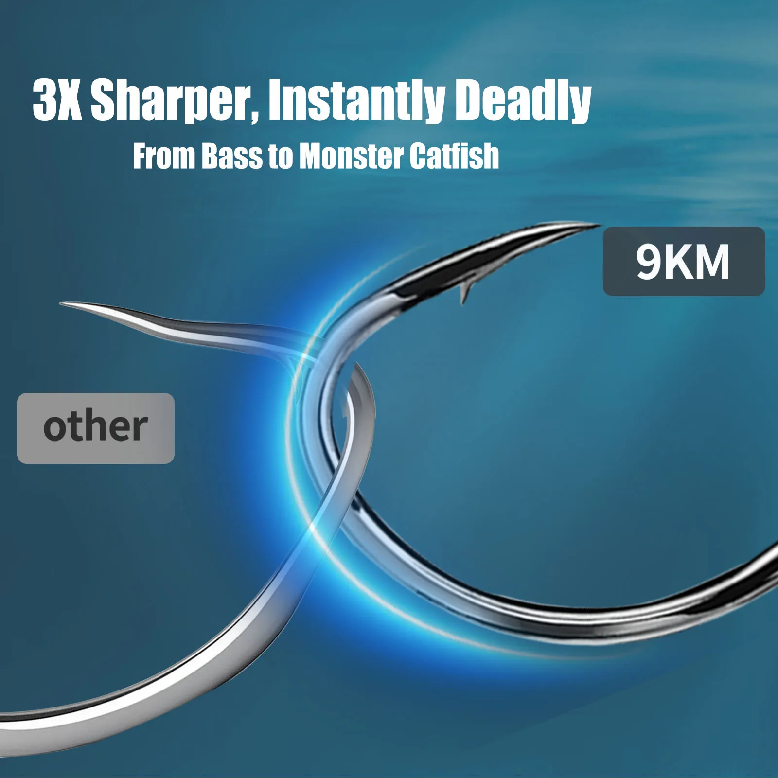 Kit de anzuelo Baitholder de 9KM, 250 Uds., anzuelo de pesca de vástago largo con doble púas, anzuelo compensado, ojo hacia abajo para cebo vivo suave, pesca en agua salada - imagen 5