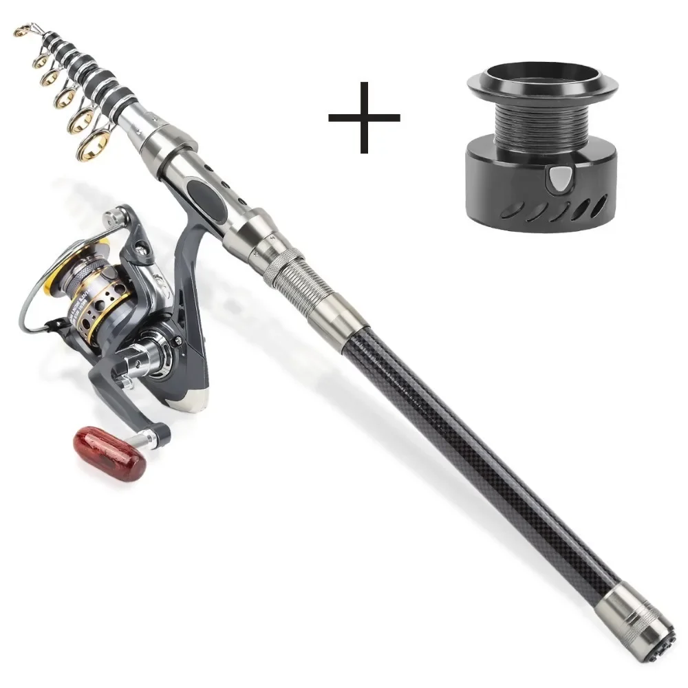 Juego de equipo de pesca con carrete de caña de señuelo de fundición larga Combo1.8M/2.1M/2.4 caña telescópica - Diseño portátil telescópico para viajes - imagen 5