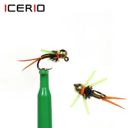 ICERIO Plantilla Ninfa Jig Head – Pierna de goma hundimiento rápido trucha