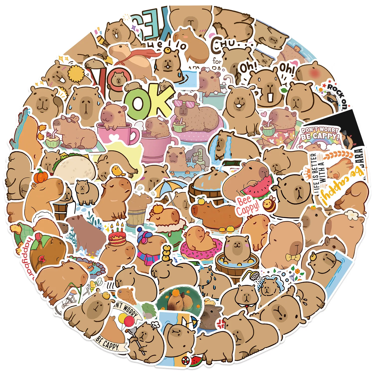 50/100PCS Leuke Capibara Dieren Cartoon Graffiti Stickers Telefoon Gitaar Laptop Notebook Koffer Cup Waterdichte Sticker Kinderen Speelgoed - imagen 2
