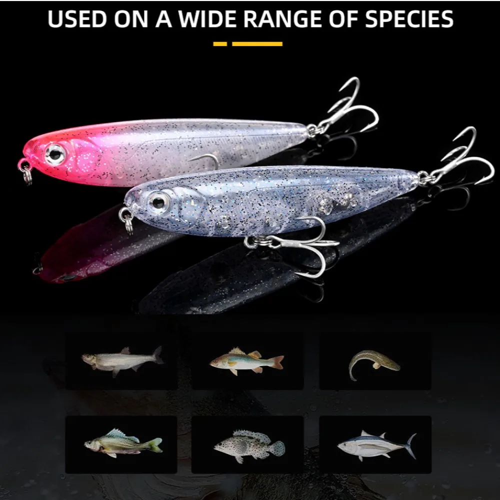 Señuelo de pesca con lápiz Topwater, 60/90mm, 6g/12g, cebo flotante de superficie, señuelos de agua superiores para lubina, alimentador de Lucio, ima pugachevs cobra 60 - imagen 5