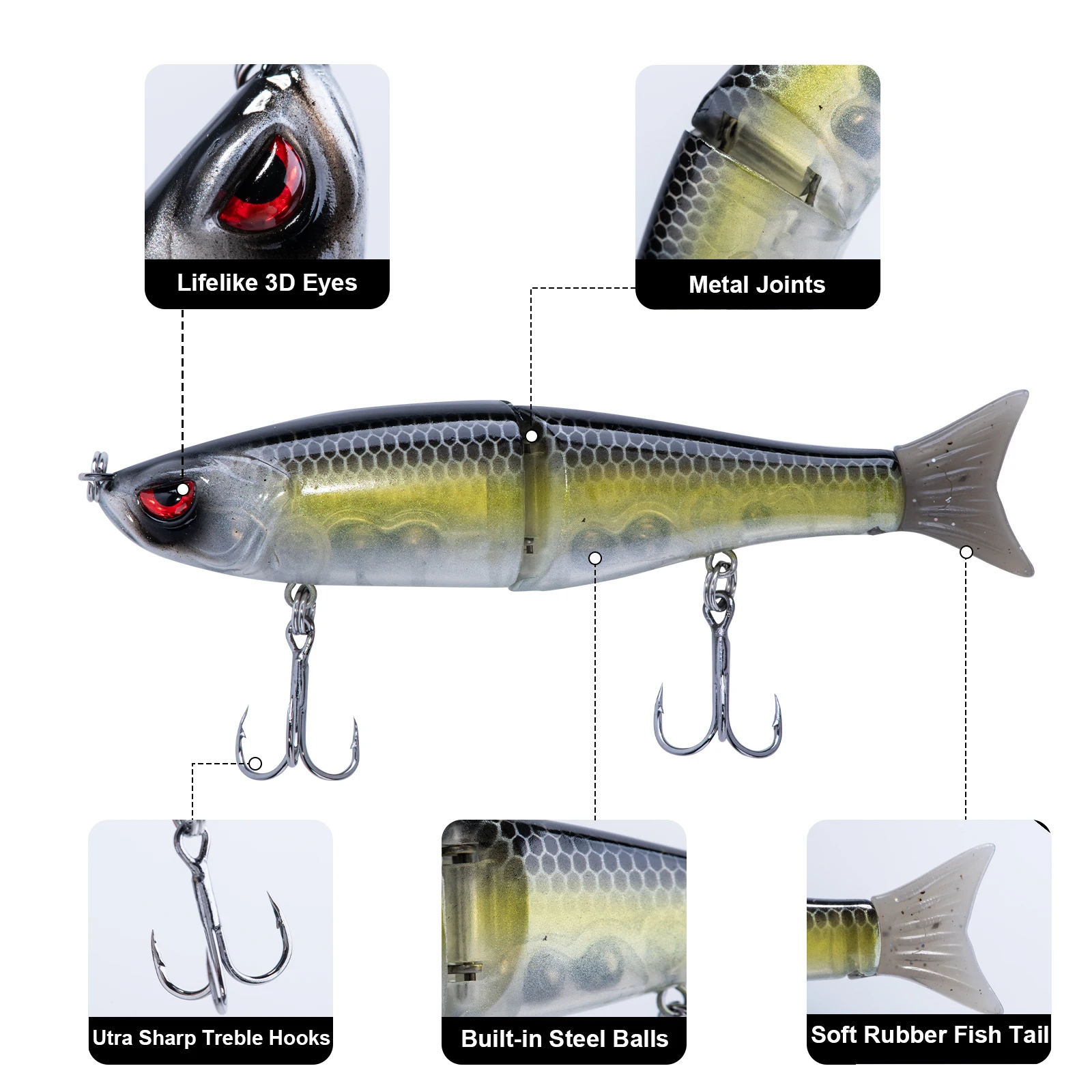 Goture 115mm 18,5g señuelo de pesca duro 2 segmentos señuelo Artificial multiarticulado Swimbait realista Crankbait hundimiento Wobblers - imagen 3