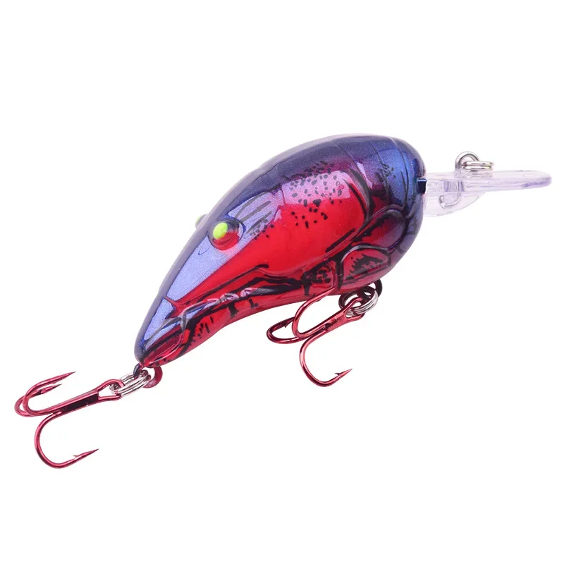 Señuelos de pesca con manivela, pececillo de camarones 3D, 7cm, 11,5g, Wobblers duros flotantes artificiales con 6, 1 ud. #   Aparejos de pesca Carankbait con anzuelo rojo