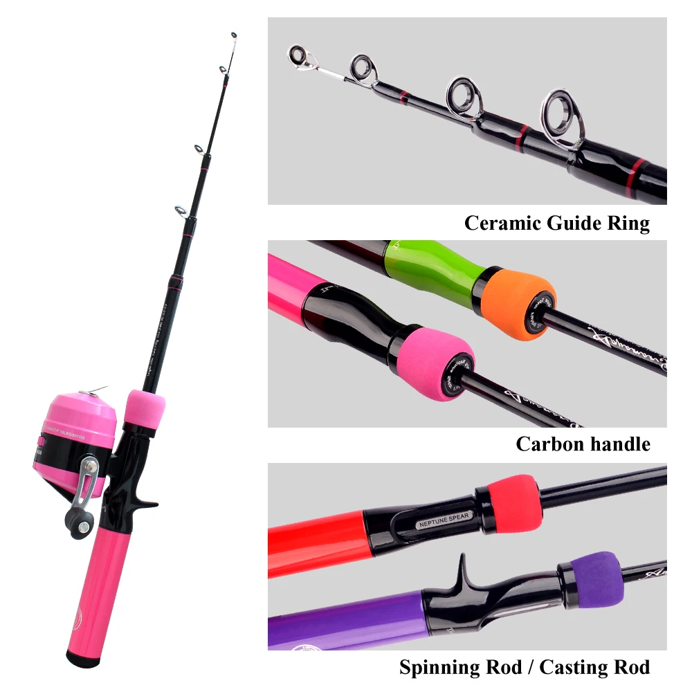 Caña giratoria de 1,2 m y 1,5 m, caña de fundición telescópica ultraligera de fibra de carbono, Mini caña de viaje para niños, carrete de pesca, herramientas de pesca de carpa - imagen 4