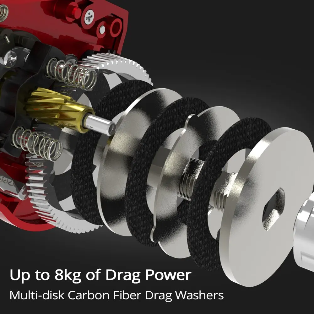 Carrete de Baitcasting de color rojo de KastKing Spartacus II 8KG Max Drag 7 + 1 bobina de pesca de alta velocidad - imagen 5