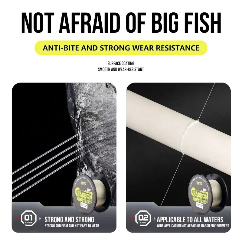 TAIYU-línea de pesca de carbono estándar de 100M, hilo líder de fibra de carbono, 4LB-33LB, 0,14mm-0,47mm, para carpa - imagen 3