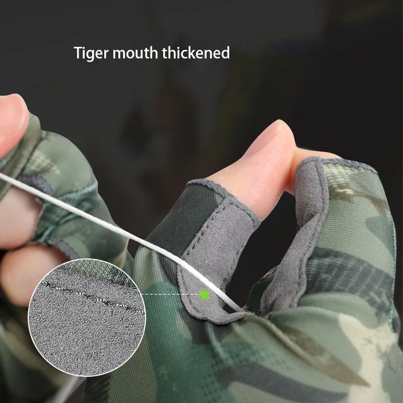 Guantes de pesca antideslizantes de medio dedo, protección solar transpirable, pesca al aire libre, Verano - imagen 4