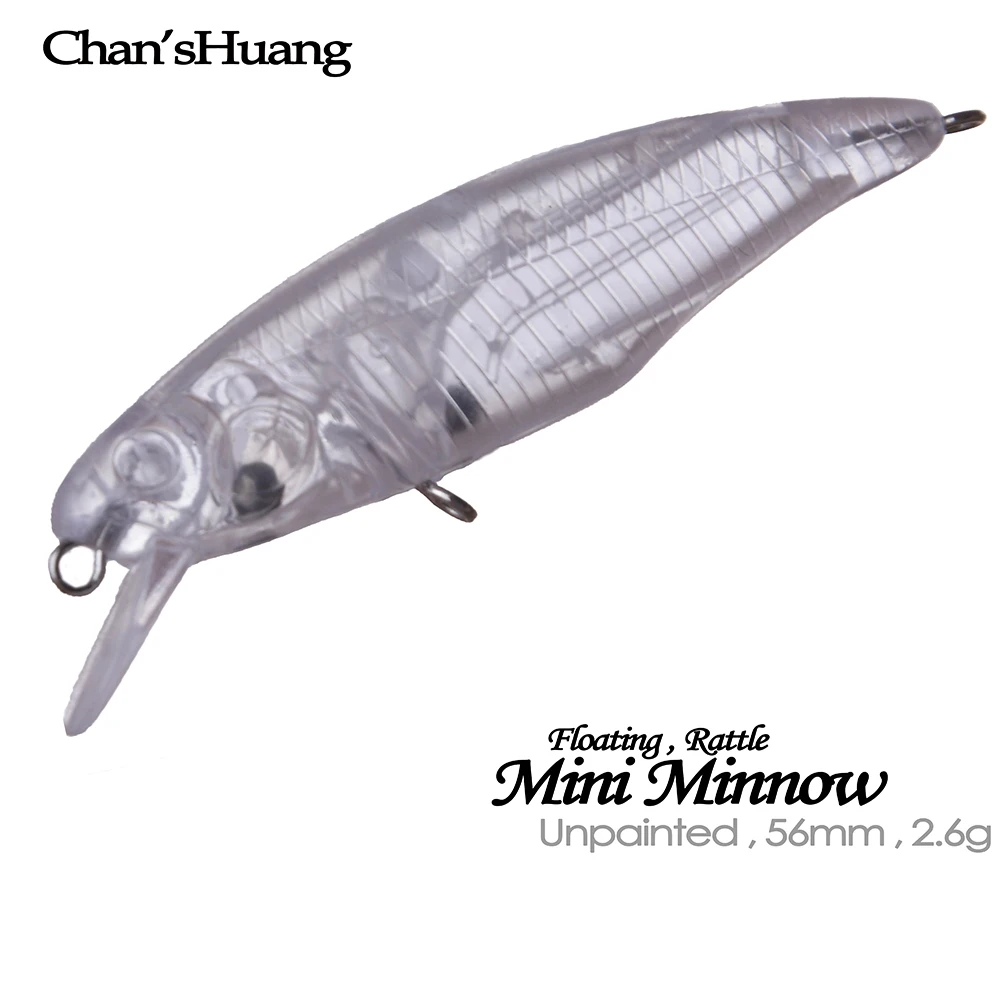 Chan'sHuang 30 Uds. Cebo en blanco sin pintar 56mm 2,6g sonajero flotante Mini Minnow DIY señuelo de pesca Artificial hecho a mano