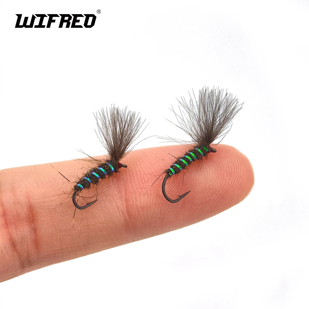 Wifreo 8 Uds gris CDC paracaídas alado moscas secas/mayfly trucha Grayling pesca con mosca señuelo Artificial cebo tamaño 16 #   14 #   Gancho de púas