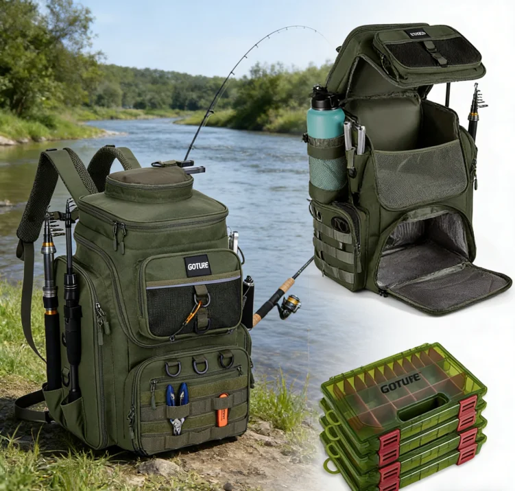 Mochila de Pesca Goture Impermeable con Cubierta Antilluvia